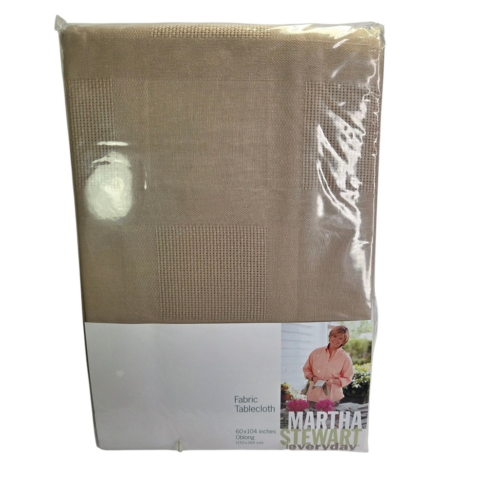 Martha Stewart Tablecloth Taupe 60 x 102 Oblong Woven Fabric Neutral Decor New